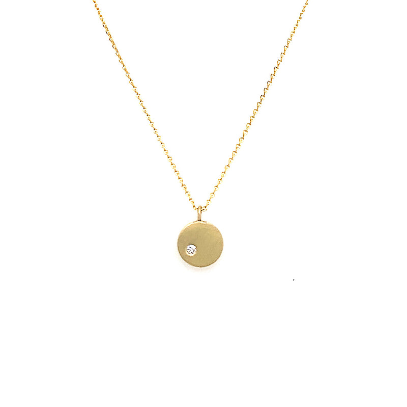 14K Gold Circle Diamond Necklace - RN1798KY