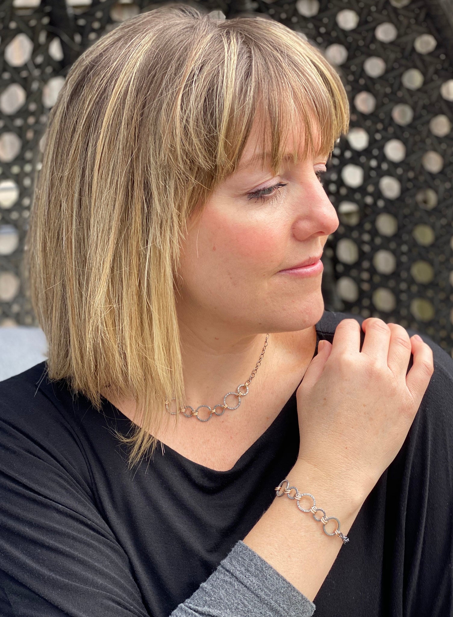 Lined Linked Connections Necklace (N1713) - DanaReedDesigns