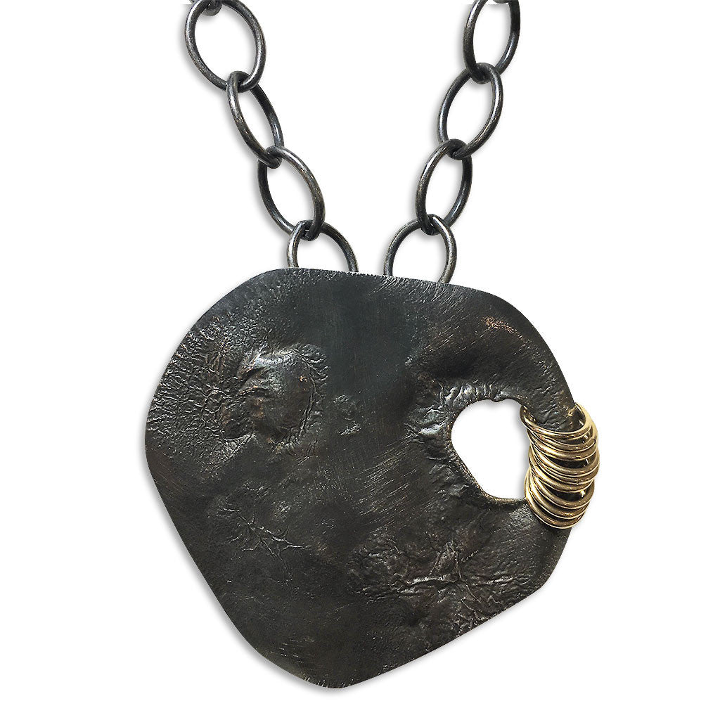 Large Concrete Ovid Jump Rings Necklace (N1537)