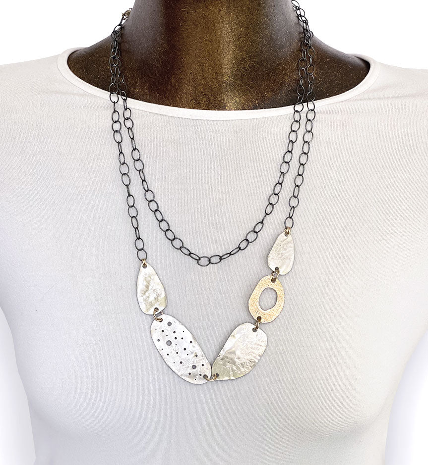 Long Funky Organic Ovals Necklace (N1826)