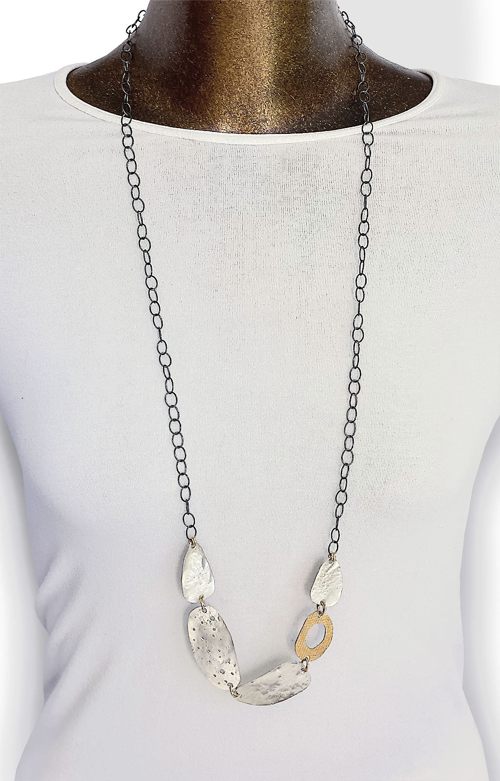 Long Funky Organic Ovals Necklace (N1826)