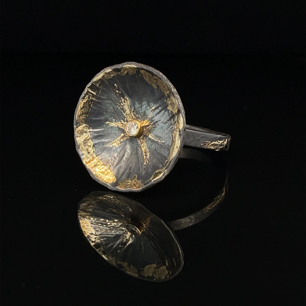 Sundial Ring with Diamond – Dana Reed Designs