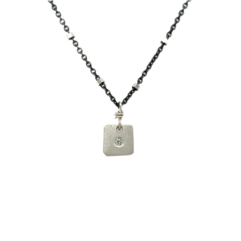 Square Nugget Diamond Necklace  (N166)
