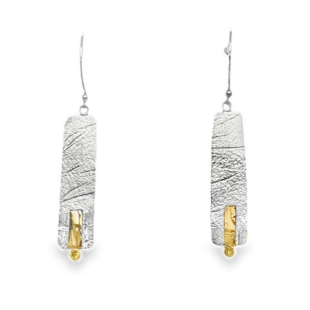 One of a Kind 18k, Sterling Earrings with Canary Diamonds