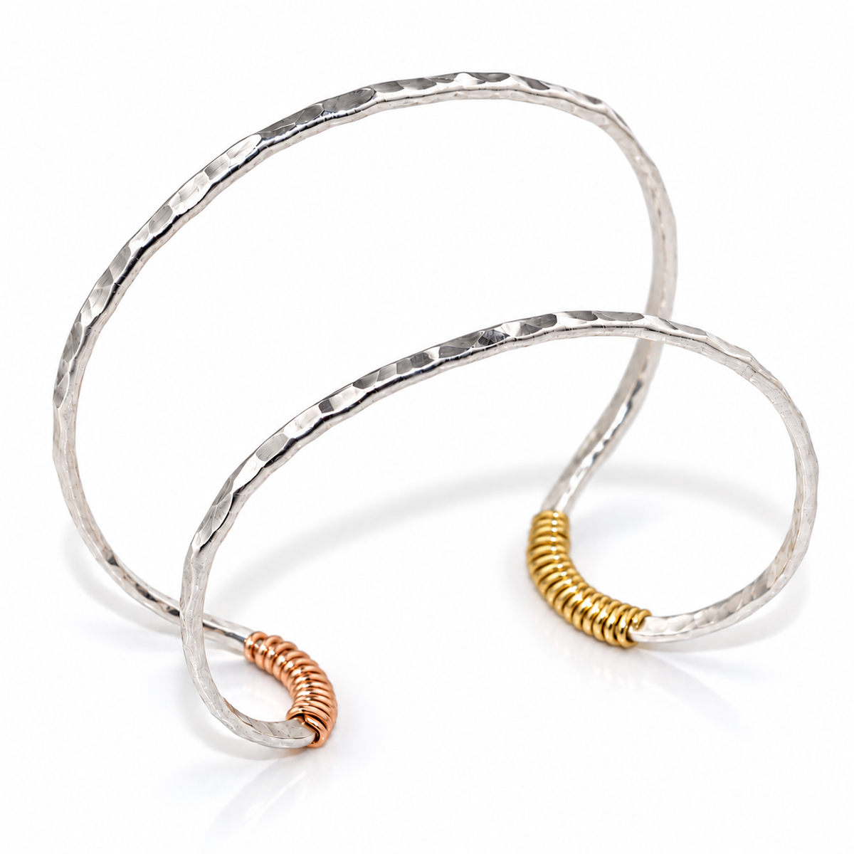 Hammered Mixed Metal Cuff Bracelet
