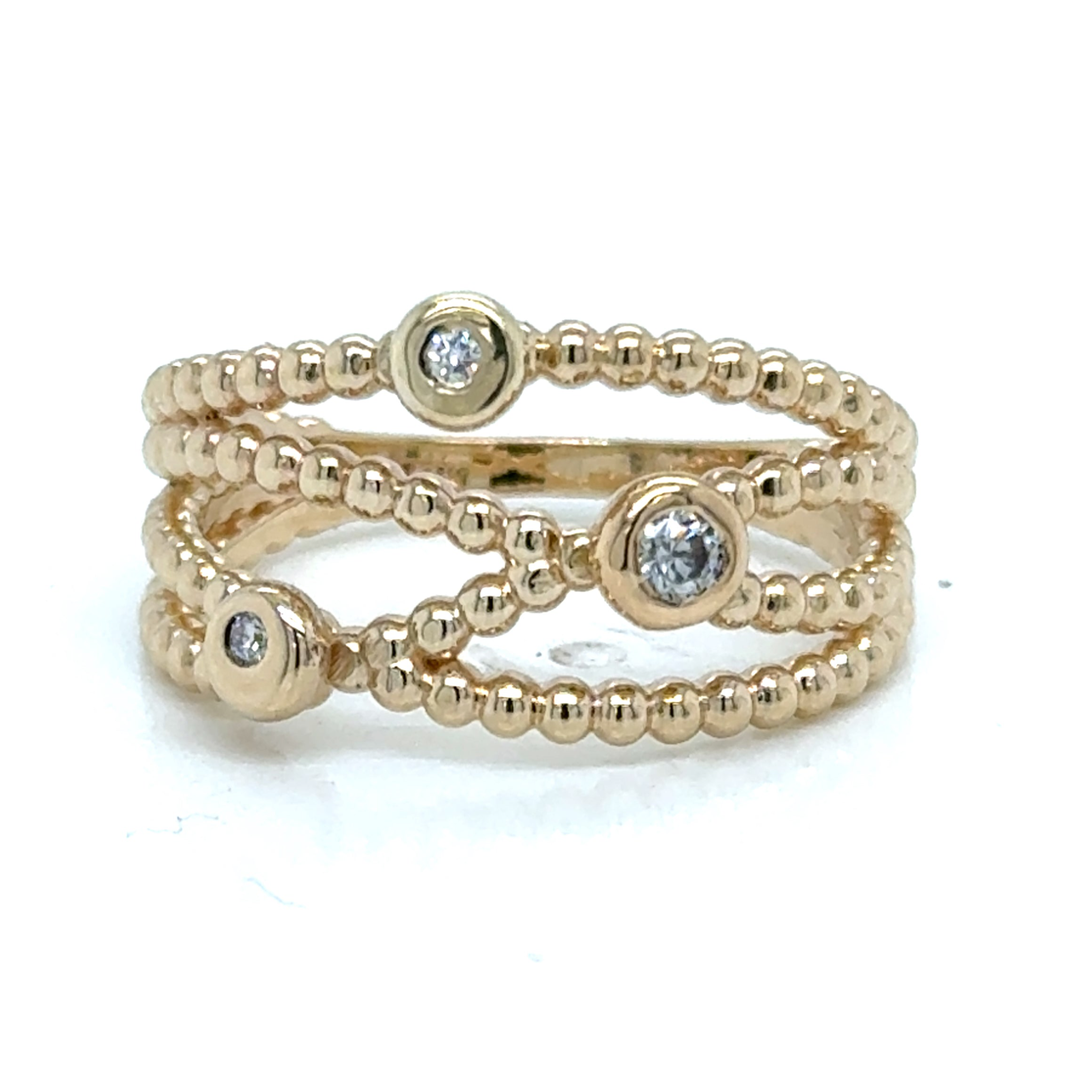 Signature Dot Criss Cross Ring with Diamonds RR262KYD