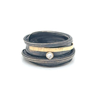 Concrete Gold Line Diamond Ring