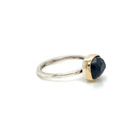 Dark Green Tourmaline Gold Bezel Ring