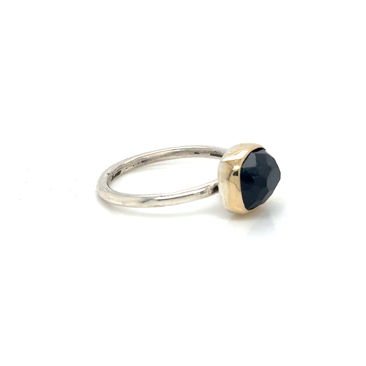 Dark Green Tourmaline Gold Bezel Ring