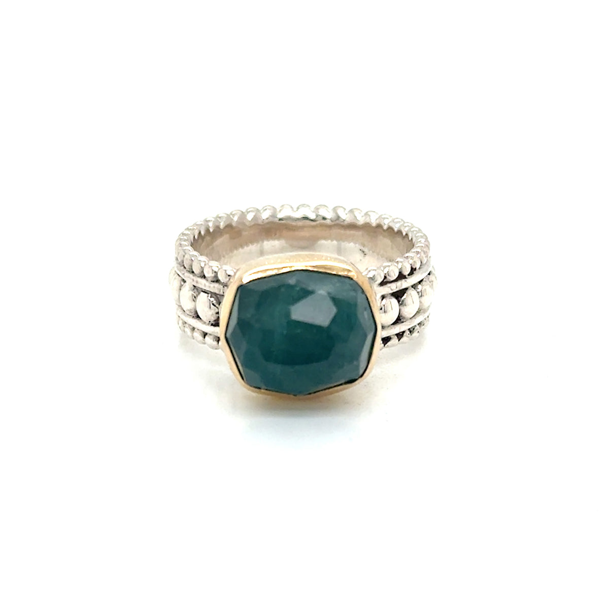 Green Tourmaline Beaded Band Ring