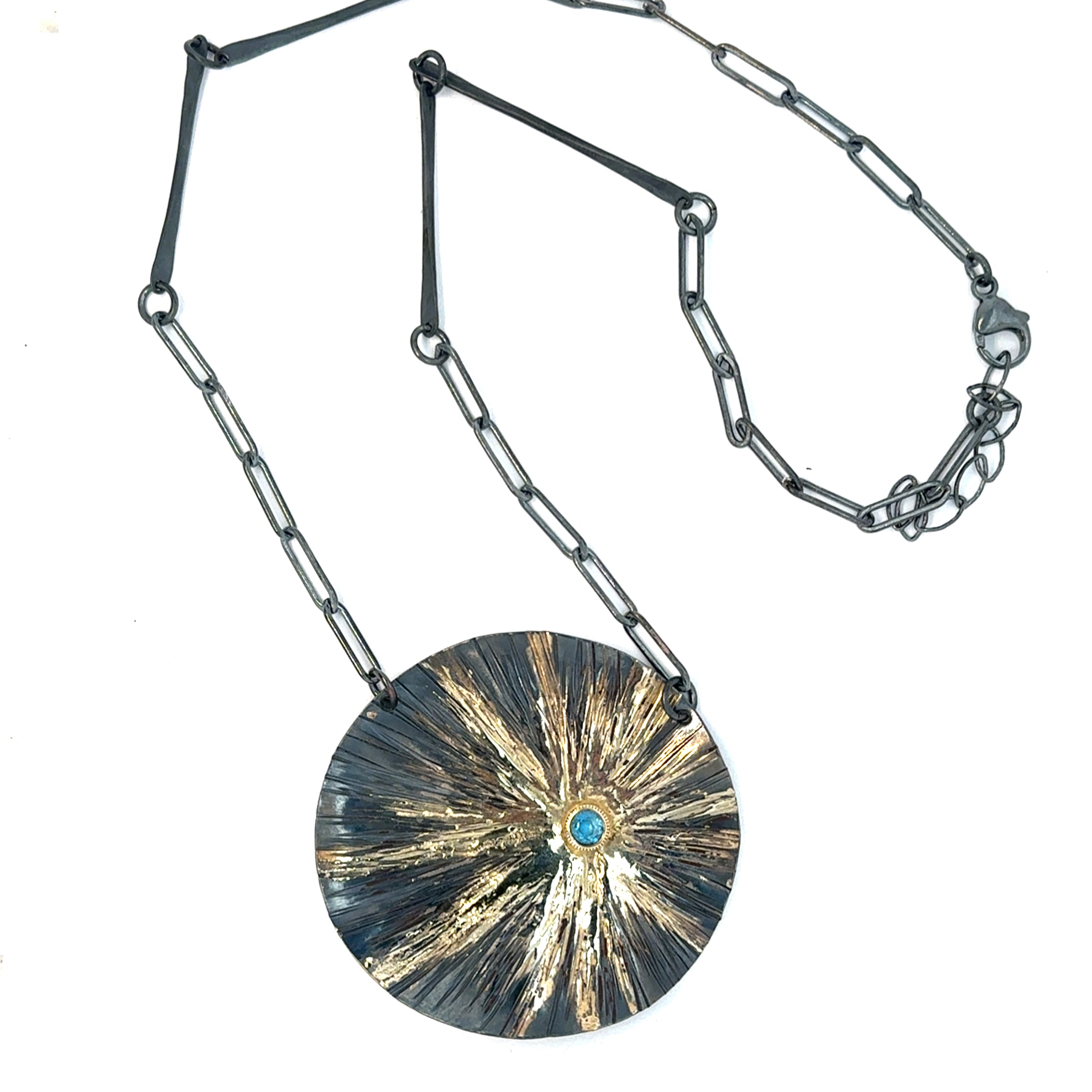 Swiss Blue Topaz Sunburst Necklace