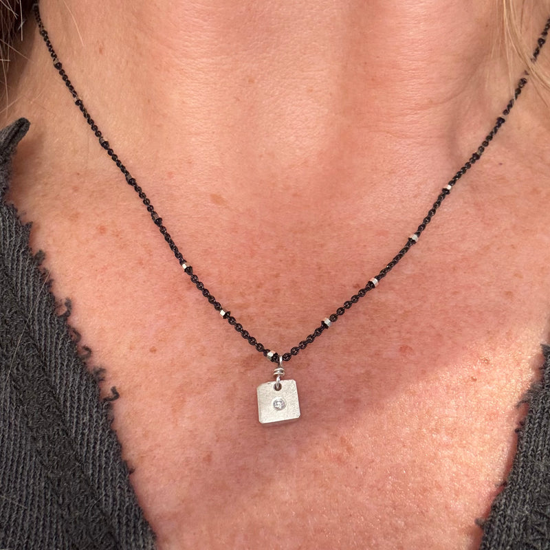 Square Nugget Diamond Necklace  (N166)