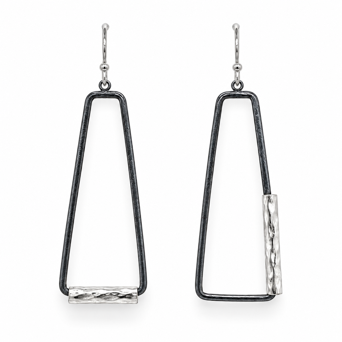 Asymmetrical Crushed Tube Trapezoid Earrings