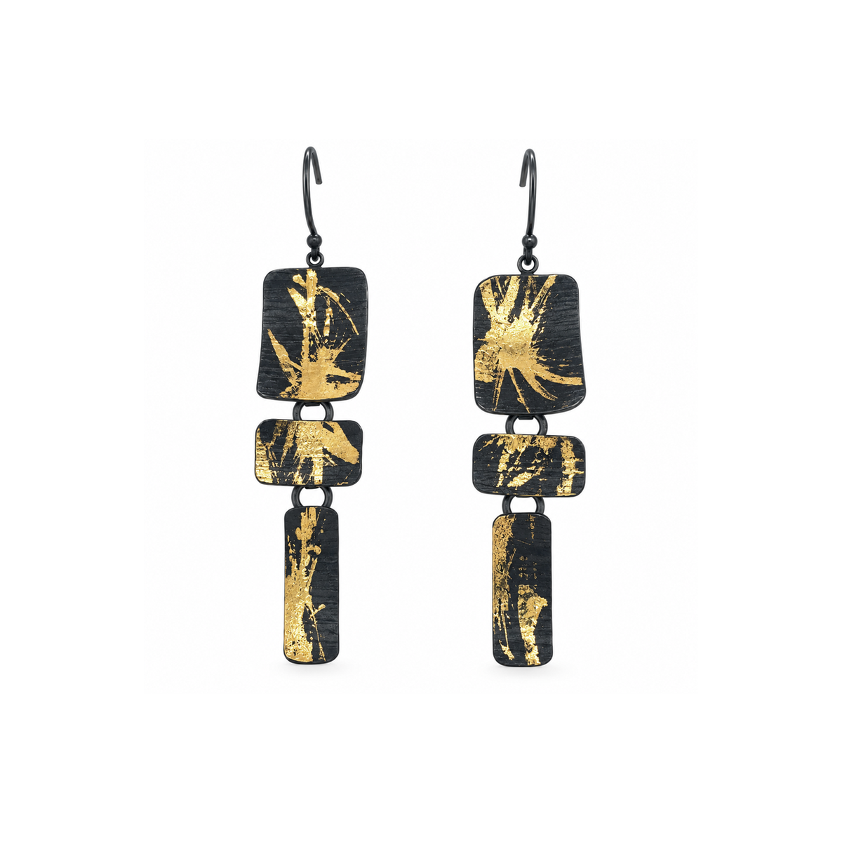 Gilded Splatter Rectangle Earrings