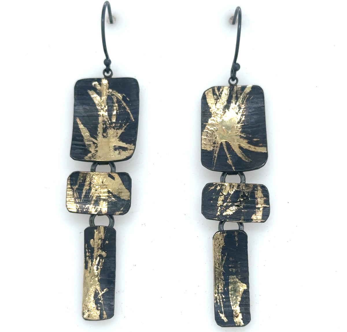 Gilded Splatter Rectangle Earrings