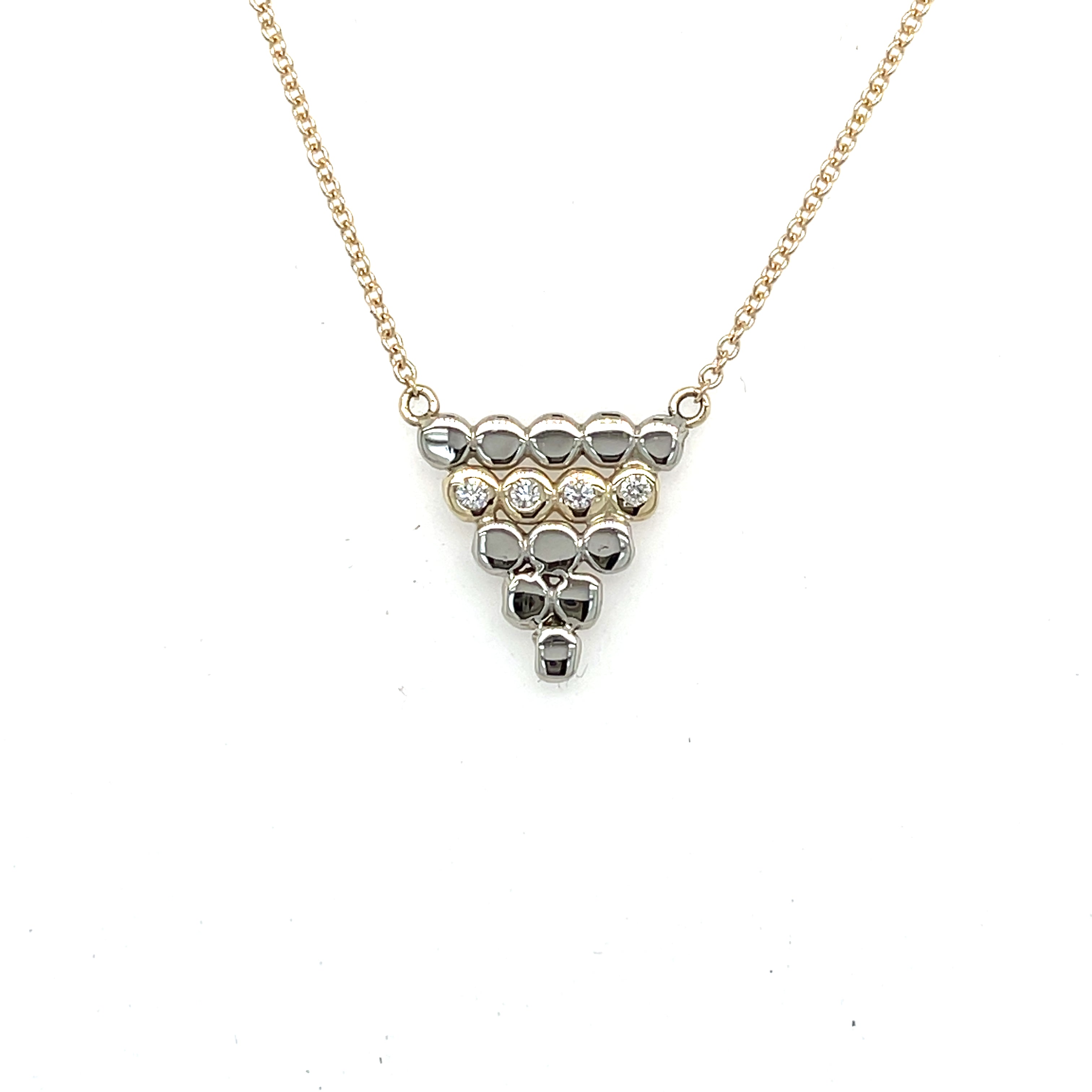Triangular Pendant With Diamond String in 18k Yellow Gold Necklace With  Clear Quartz Over Amazonite - Diamond & Design