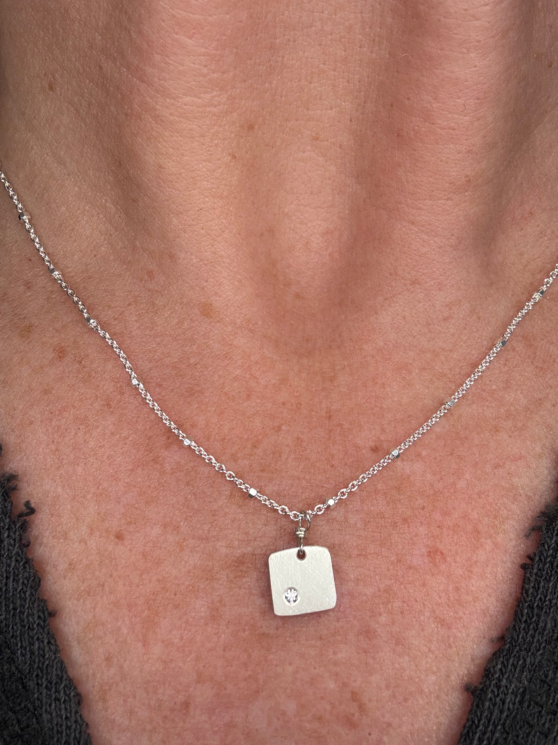 Diamond Dogtag Necklace  (N115Sd)