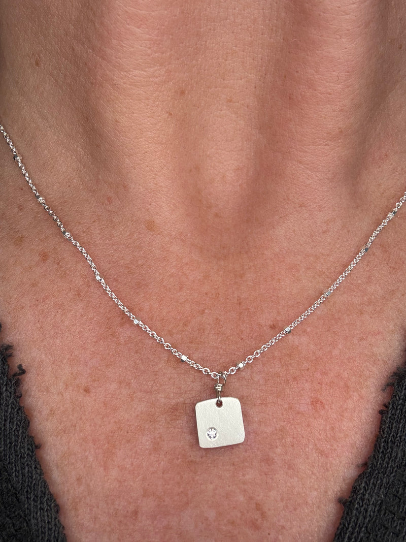 Diamond Dogtag Necklace  (N115Sd)