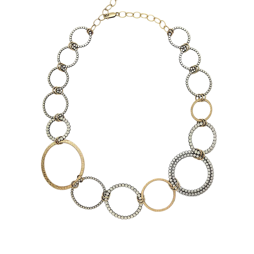 15 Mixed Metal Beaded Hoop Necklace