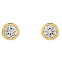 RE1956KYD - Round Diamond Bezel Post Earrings