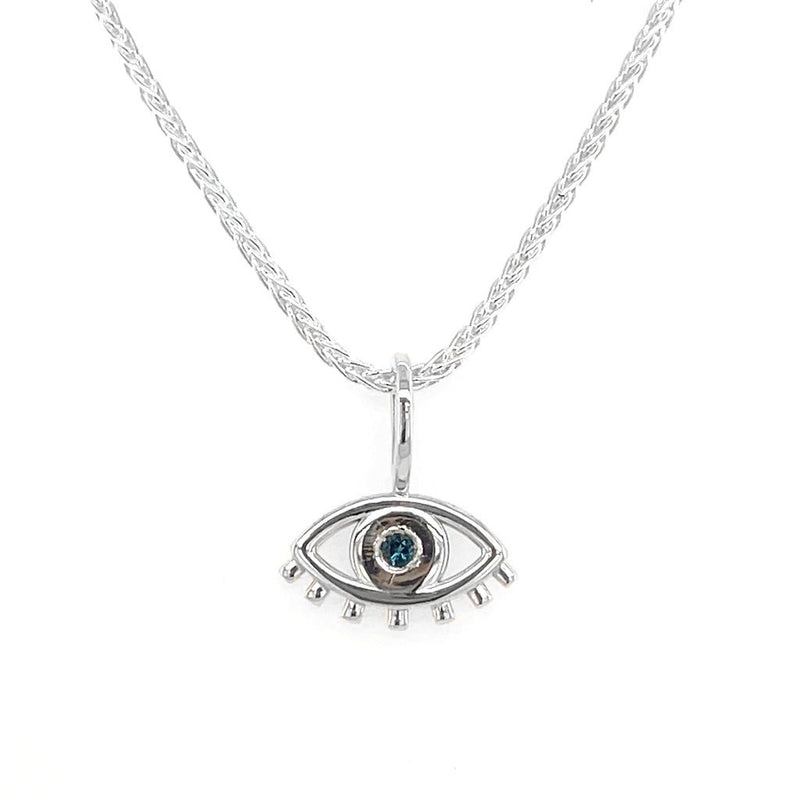 Sterling Silver Evil Eye Necklace with London Blue Topaz - RN2001SLBT