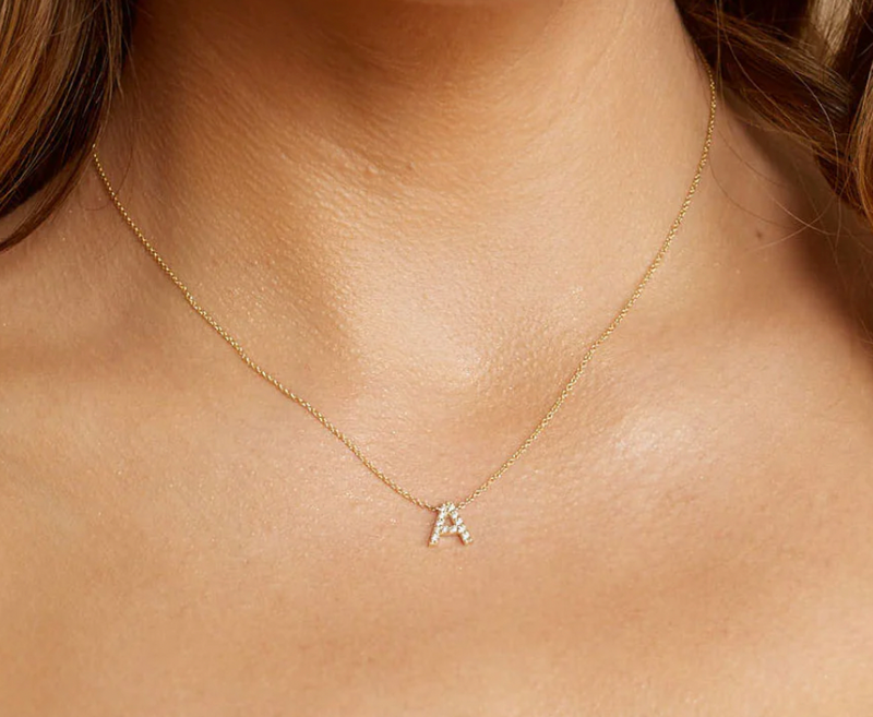 Diamond Pave Letter Necklace