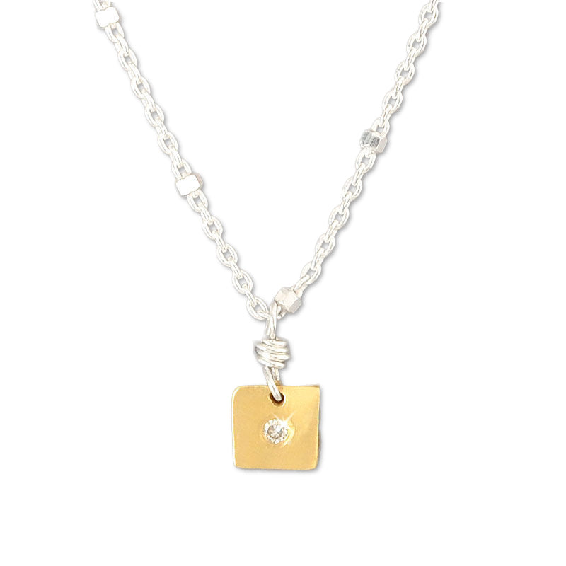 Square Nugget Diamond Necklace  (N166)