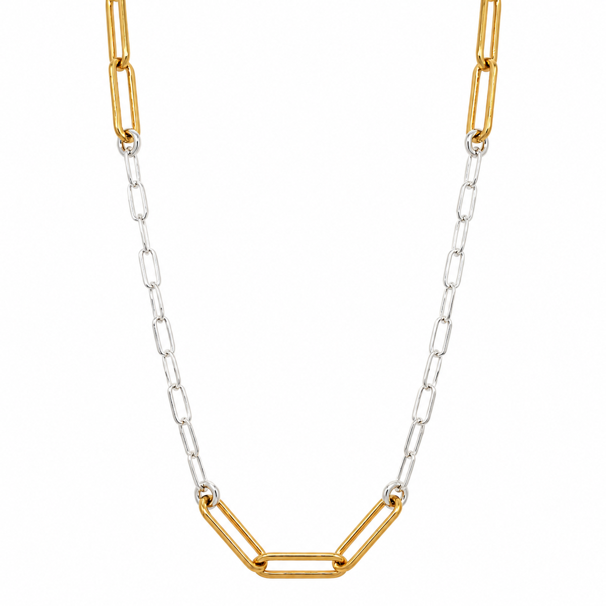Mixed Metal Paperclip Station Necklace