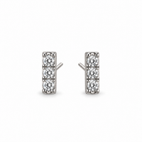 3 Diamond 14K Gold Bar Stud Earrings