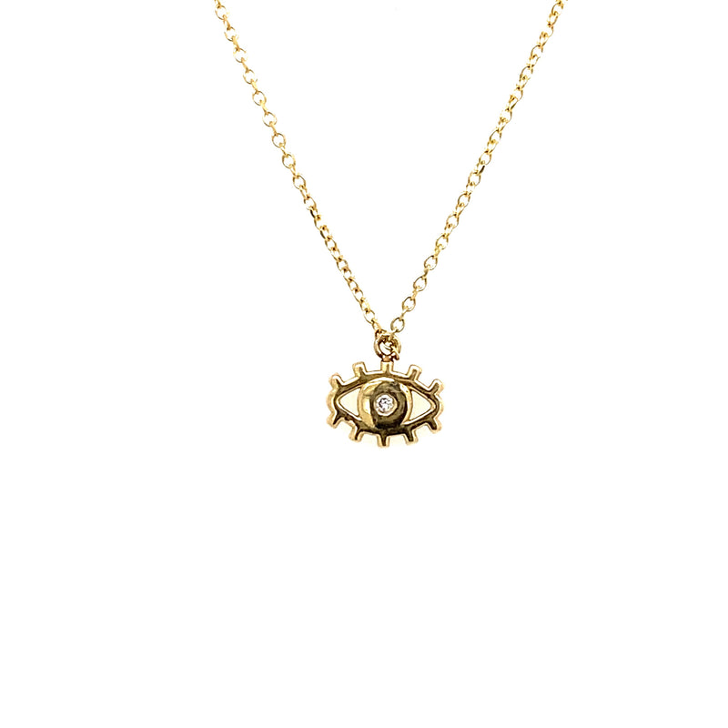 Small 14k Gold Evil Eye with Diamond Necklace - RN2070KY