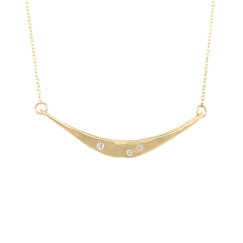 14K Solid Gold Mobius Diamond Bar Necklace - (N1812KY)