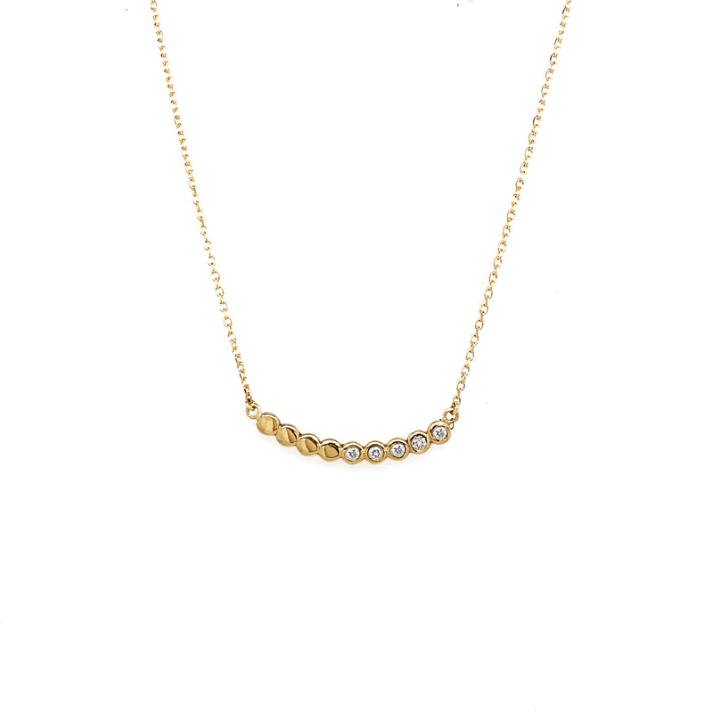 Short 14K Gold Bead Bar Necklace with Diamonds (N1146D)