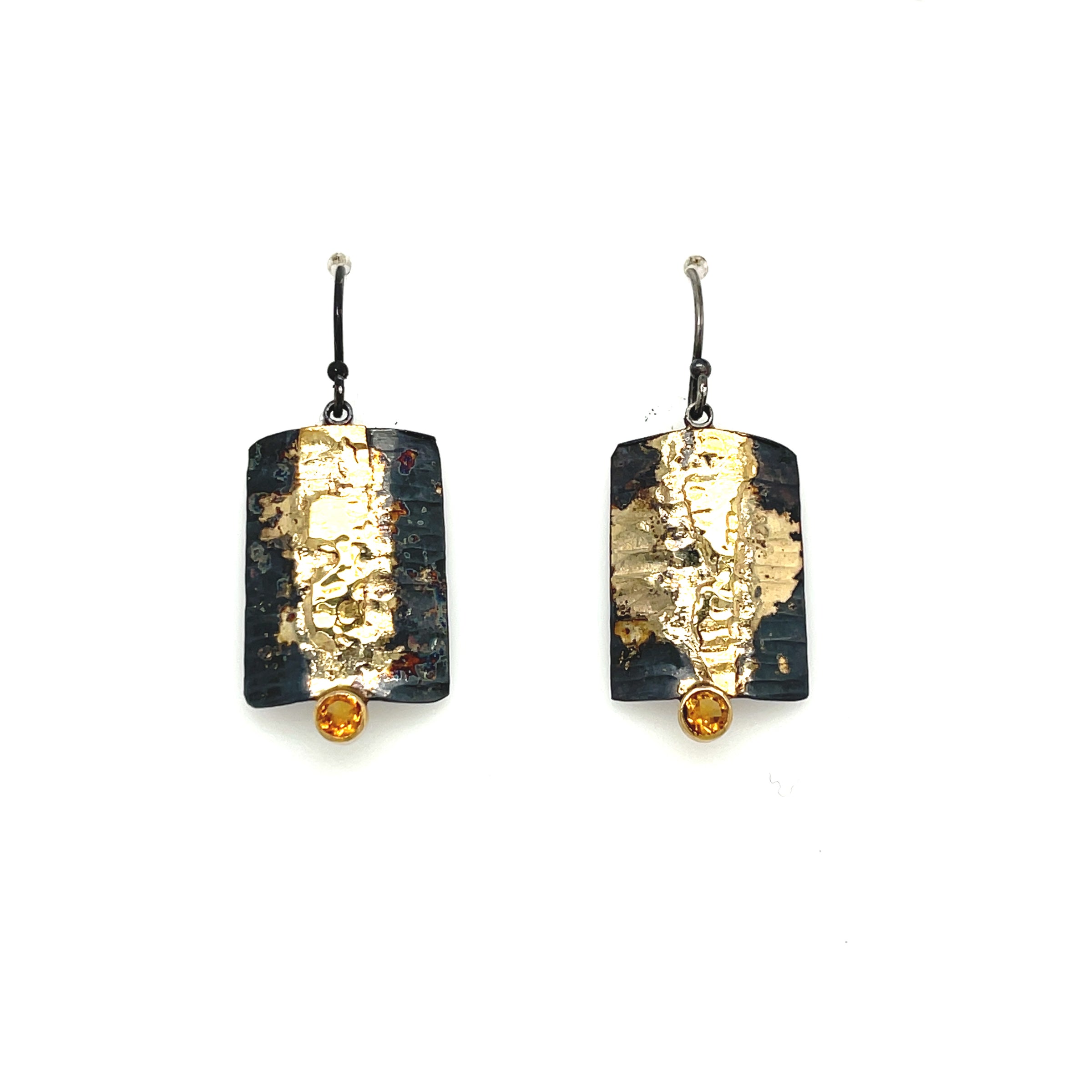 Scudo D'Oro - Golden Shield Earrings with Citrines