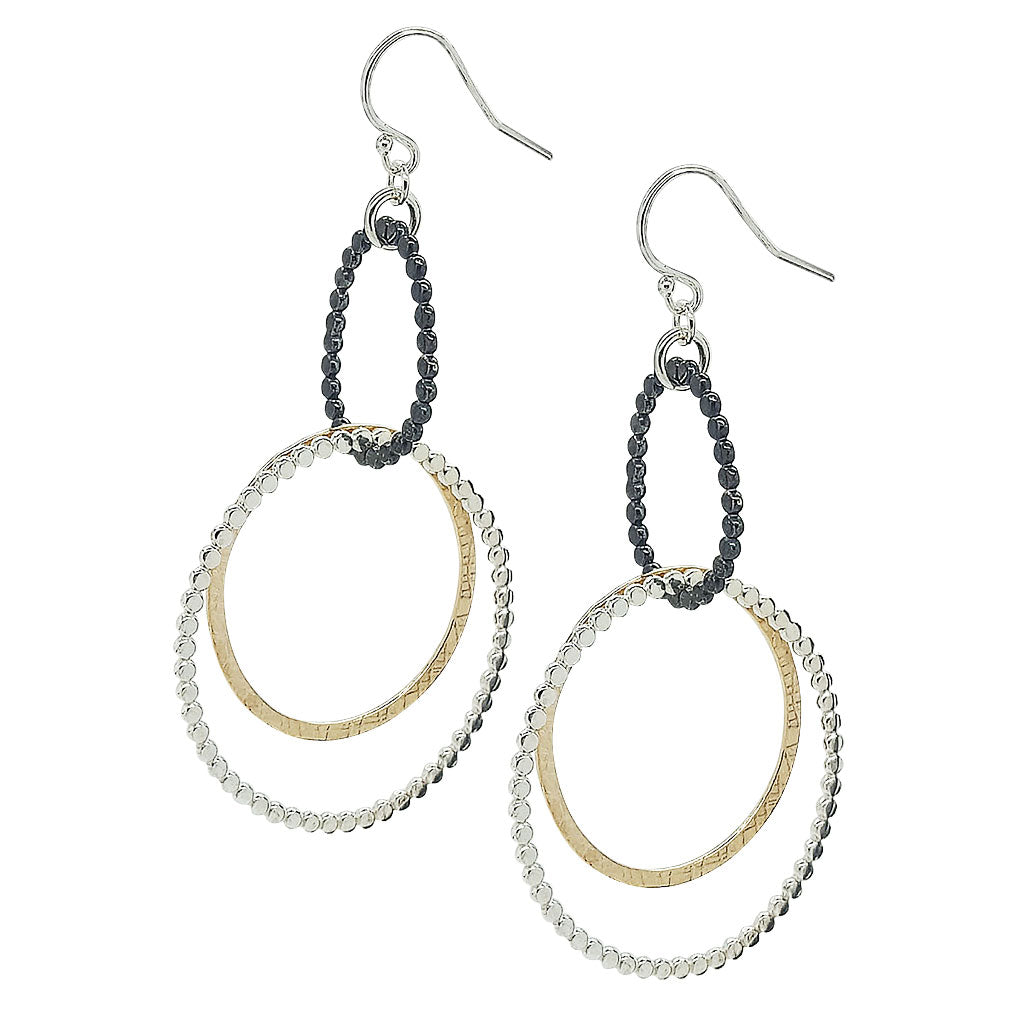 Double Bead Gauze hoop Earrings (E1253) - DanaReedDesigns
