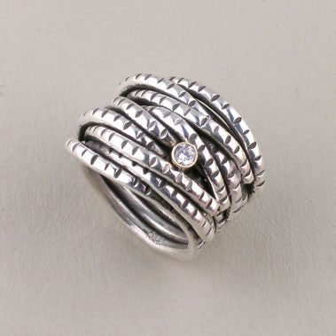 6 Band Entwined Diamond Ring  (R215d) - DanaReedDesigns