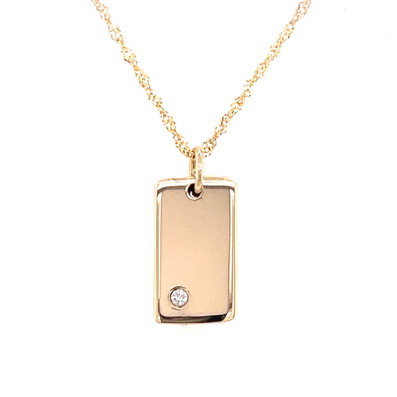 14K Gold Dog Tag Necklace 14K Rose Gold / 14 - 16 Adjustable (Choker Length) +$10