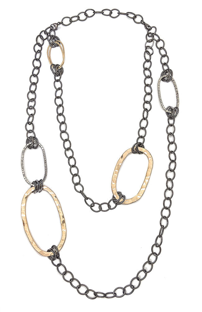Large Textured Ovals Necklace (N1769) - DanaReedDesigns