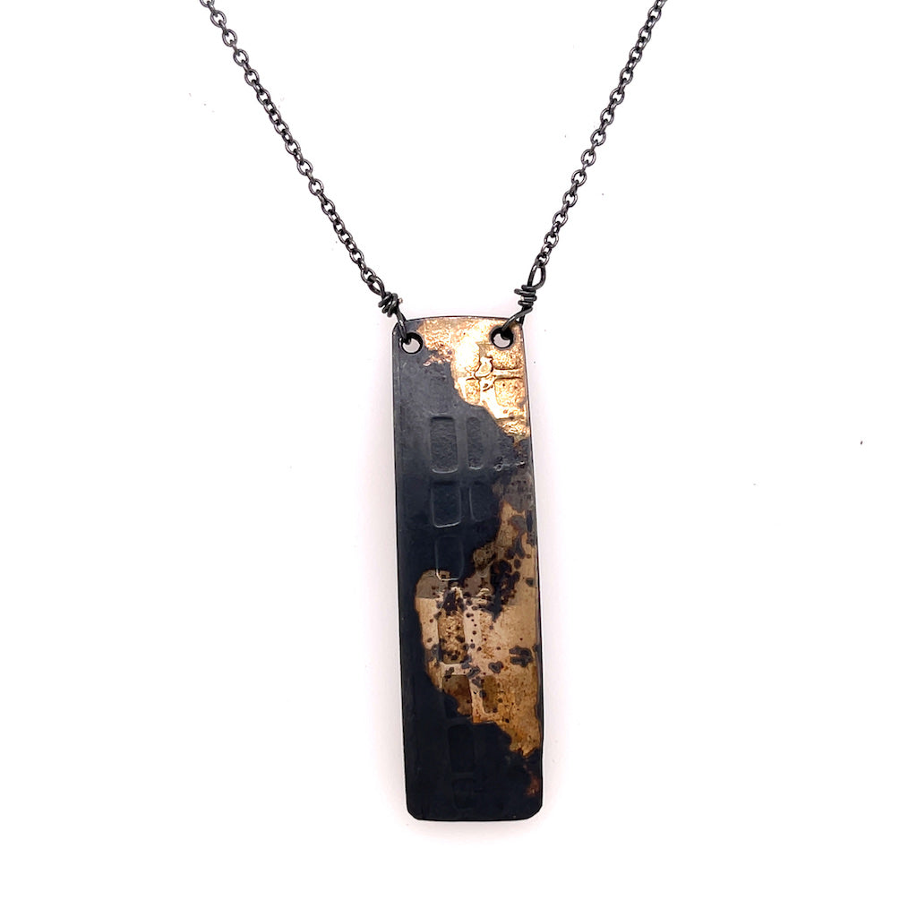 Fused Gold Rectangle Necklace - RN1972KOX