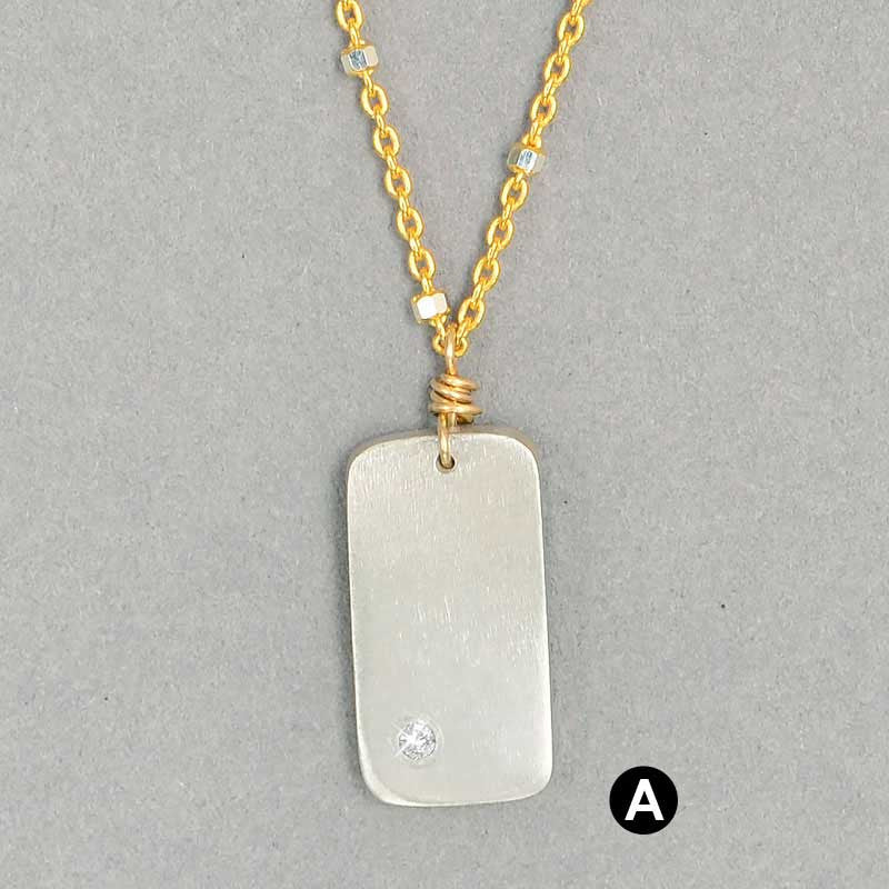Diamond Dogtag Necklace  (N116) - DanaReedDesigns