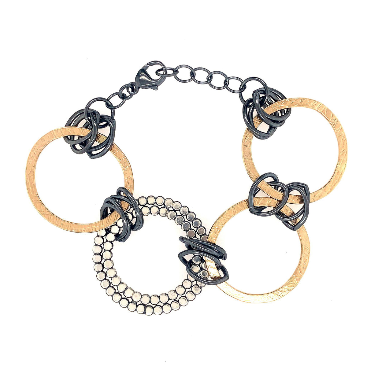 Double Beaded and Textured Circles Bracelet (B350) - DanaReedDesigns