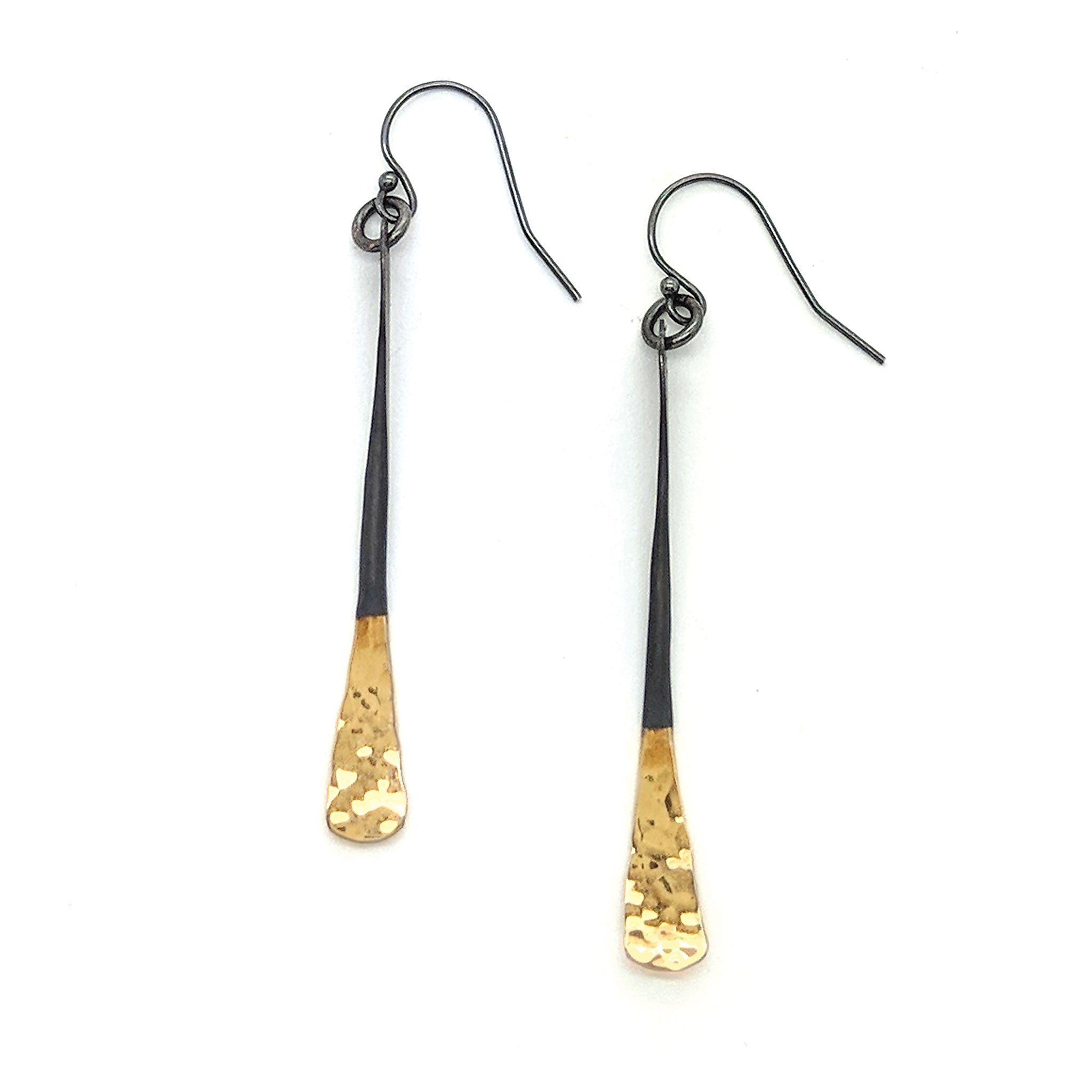 Long Satin Shiny Bar Earrings w/ Solid 14K Gold – Dana Reed Designs