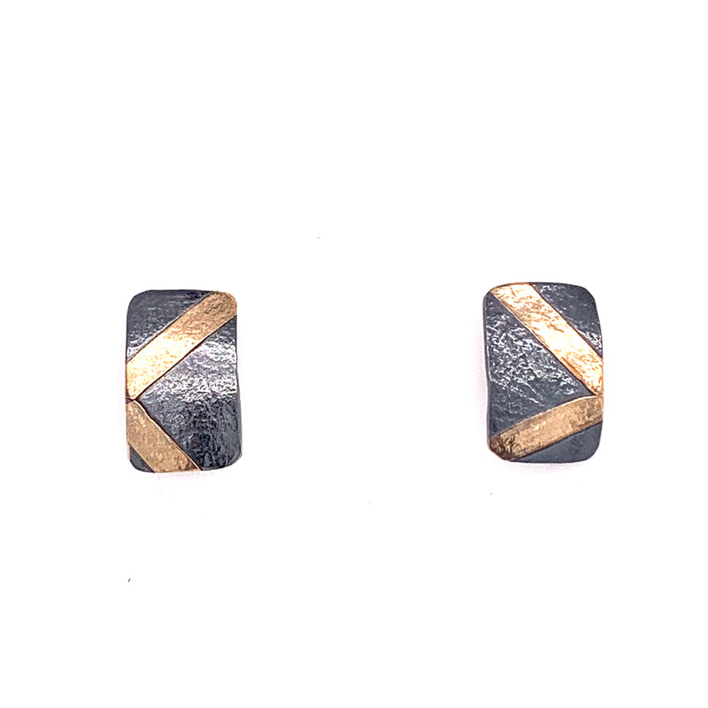 18k Inlay Rectangle Post Earrings (E1776) - DanaReedDesigns