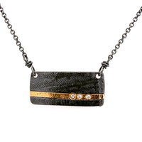 Grace Necklace 18k rectangle inlay with diamonds (N1898)
