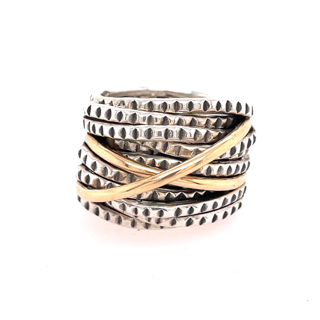 Skinny 6 Band Criss Cross Entwined Ring R352KS – Dana Reed Designs